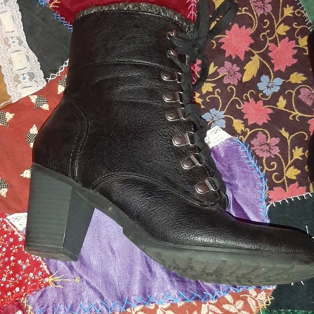 Black combat booties
